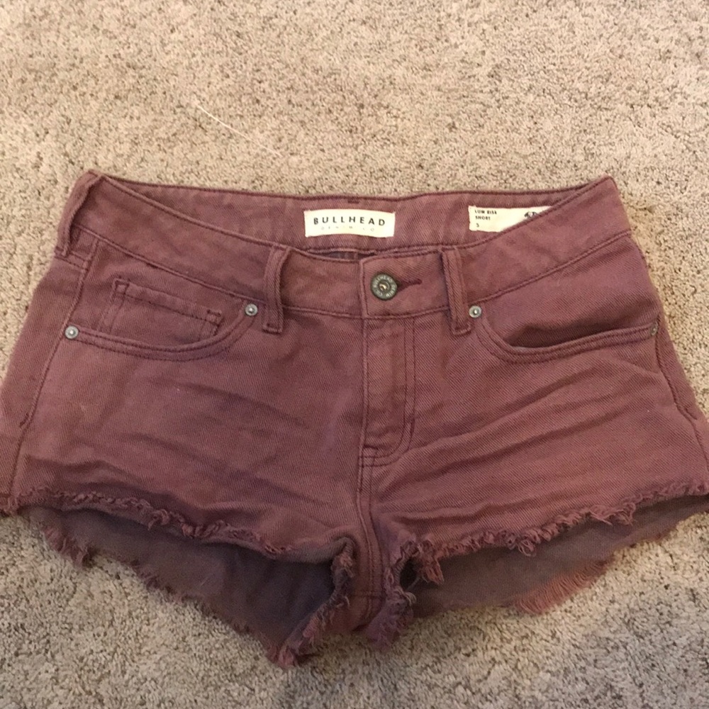 Bullhead maroon denim shorts